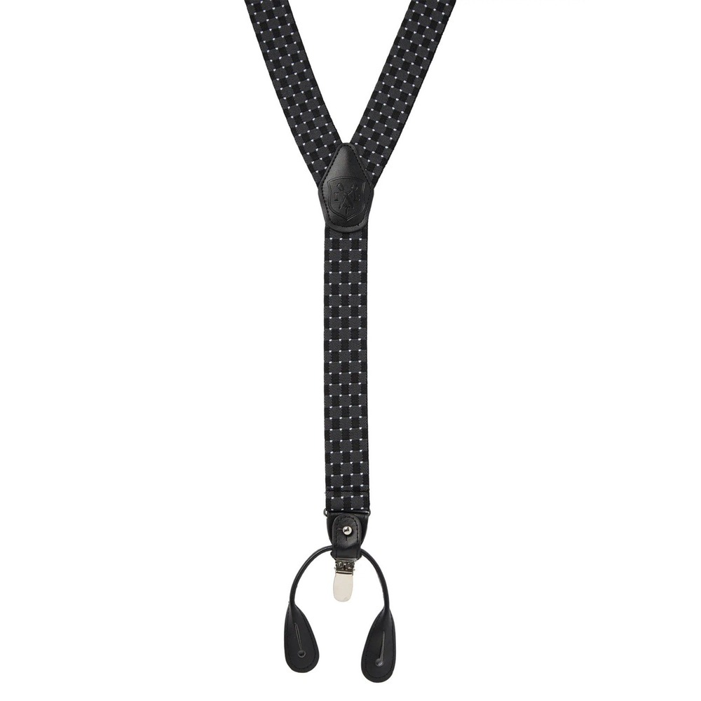 Ike Behar Geo Suspenders Black Men's Adjustable Elastic Braces NWOT Designer